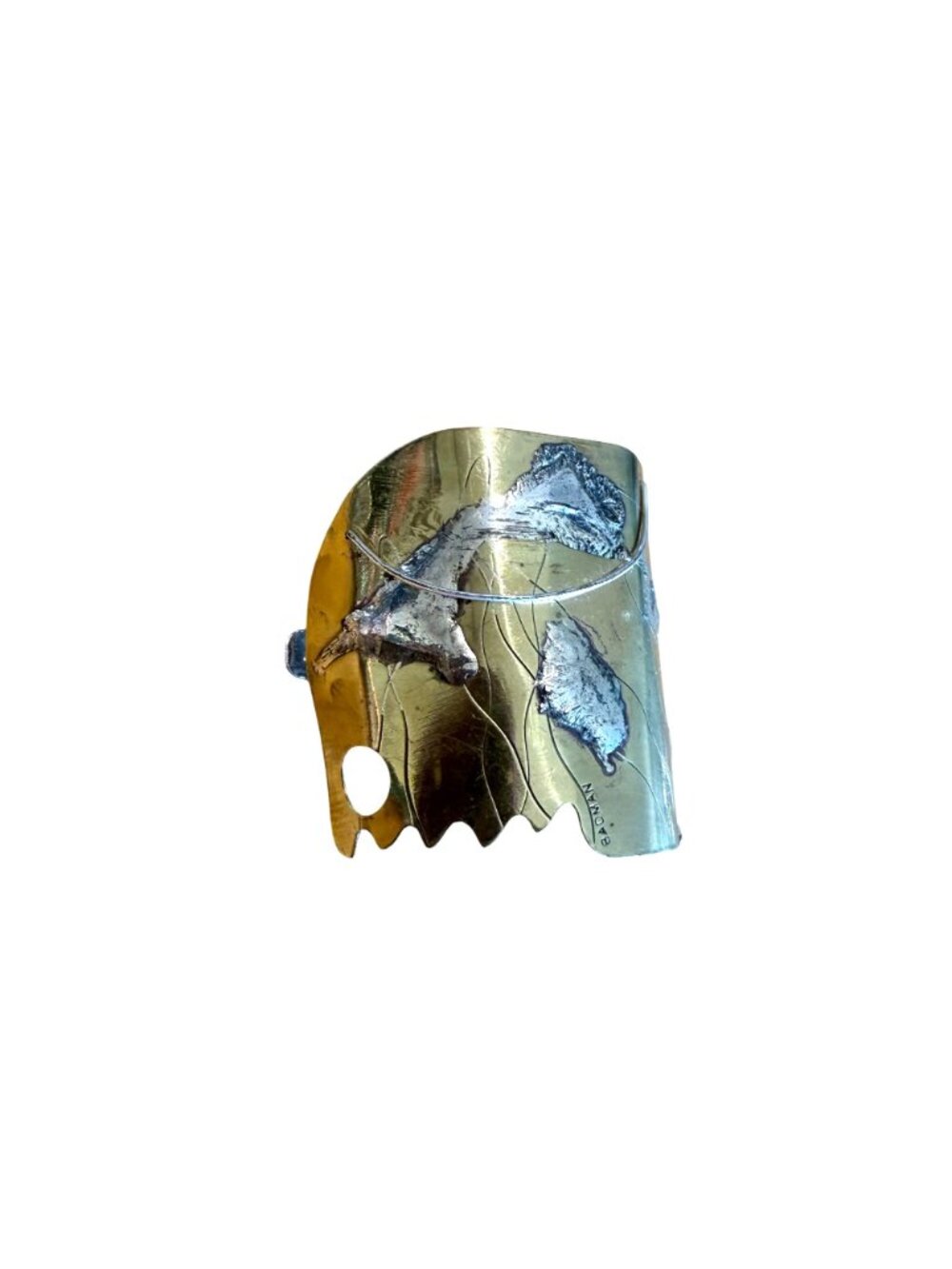 Brass Silver Abstract VTG Hair Barrette 2" French Badman Clip Made In France - Picture 2 of 6